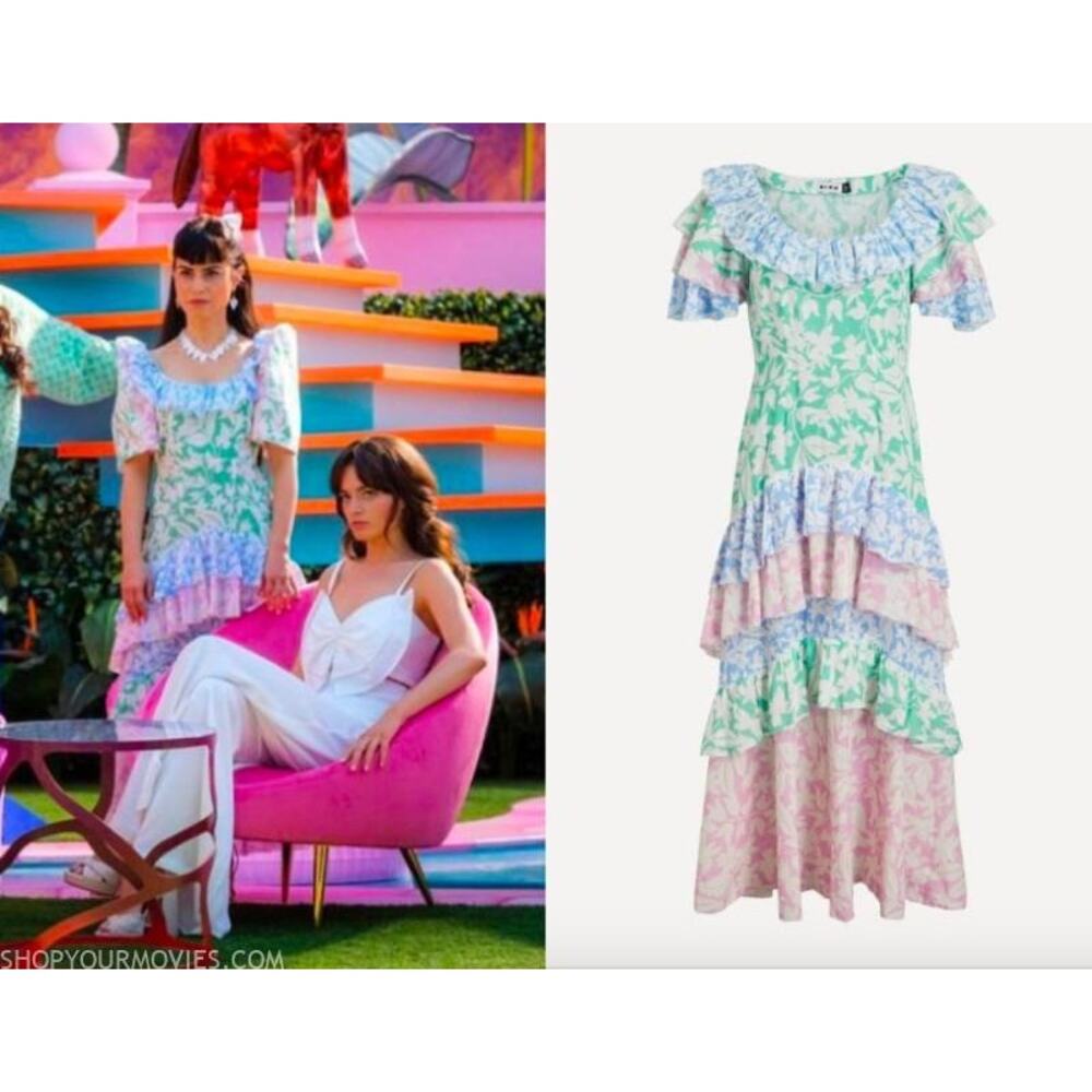Blogger Fav Rixo Benita Printed Dress worn by Ana Cruz Kayne in Barbie - Picture 1 of 13